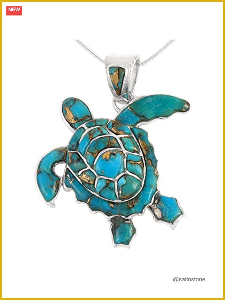 Sterling Silver 925 & Genuine Turquoise Pendant Necklace